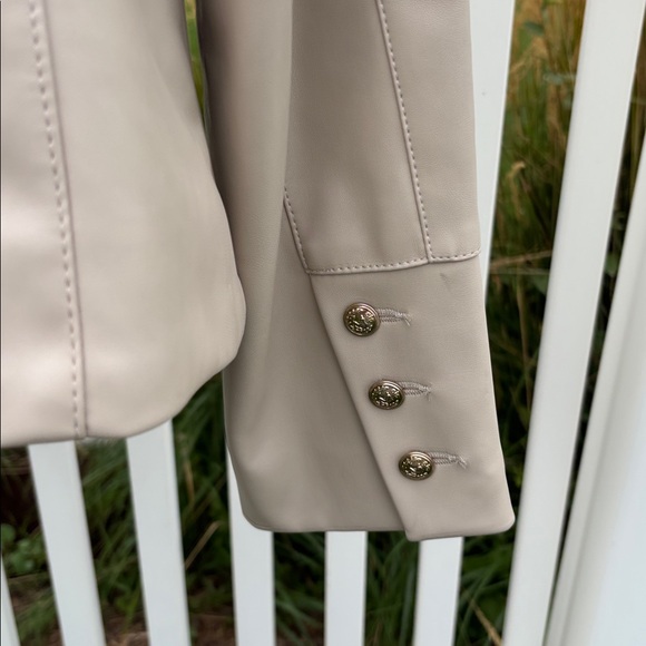 Calvin Klein Size L Zip Front Button Detail Faux Leather Jacket - Picture 5 of 6